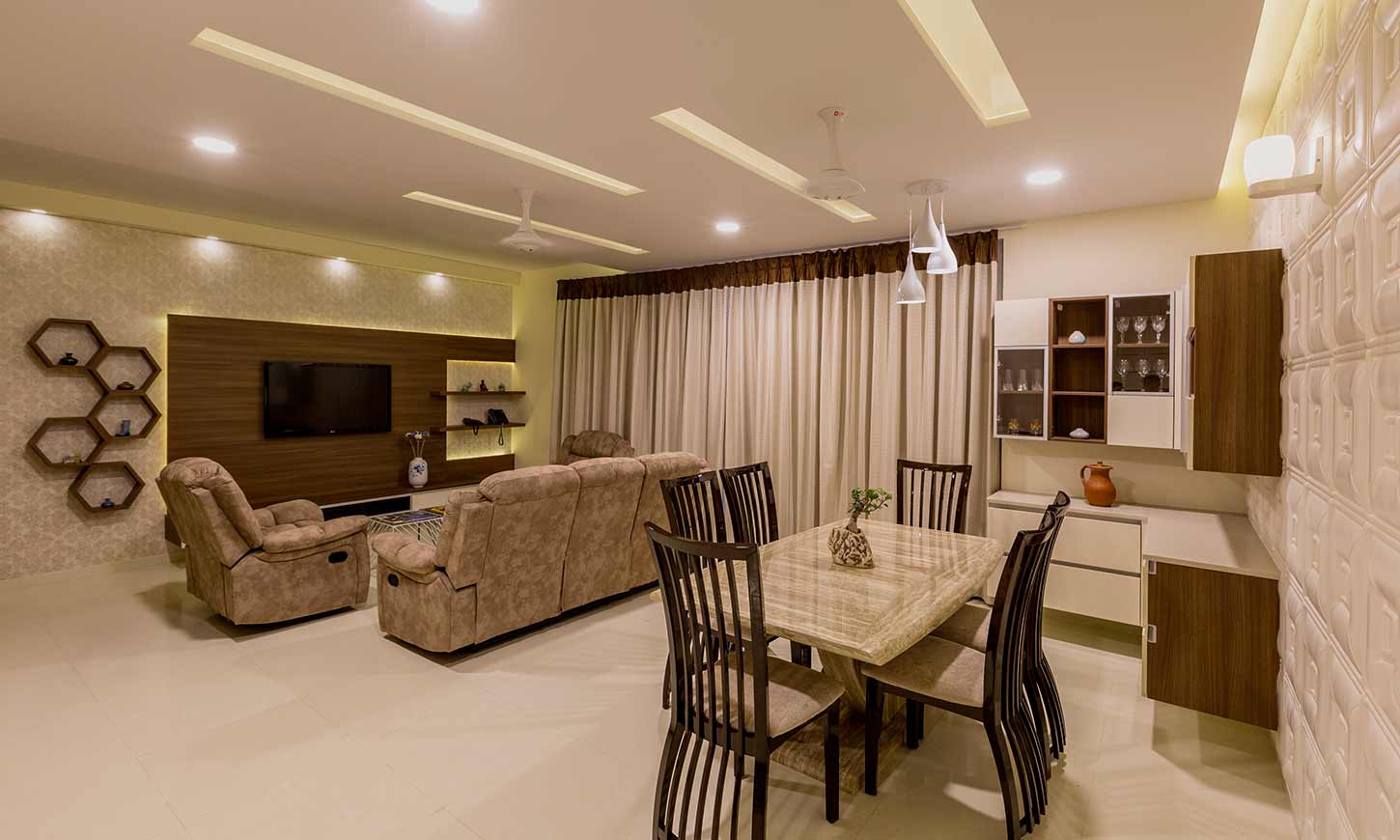 Apartments interior designers in bangalore for living cum dingng room