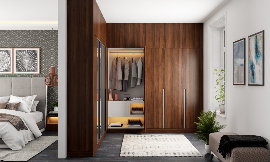 Wardrobe design from floor to ceiling wooden wardrobe interior design with drawers and shelves