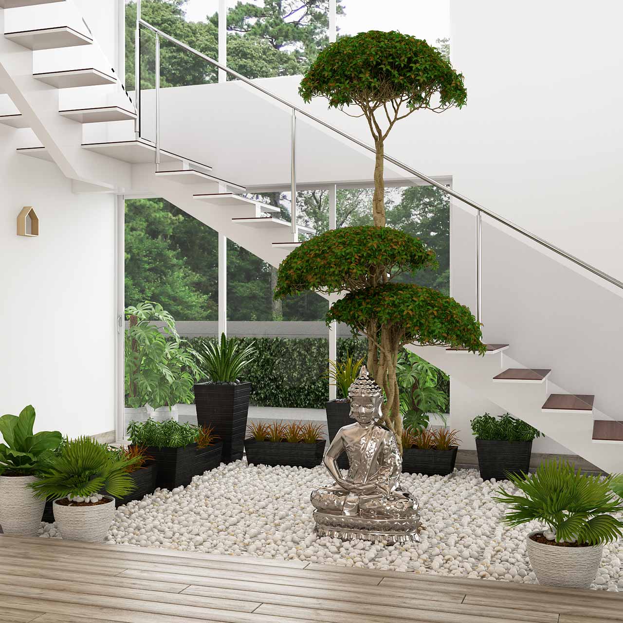 Design your living room interiors with a vibrant natural plants will make your living room lively