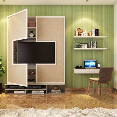 TV unit with a hidden storage used by best interior designers in Kodambakkam.